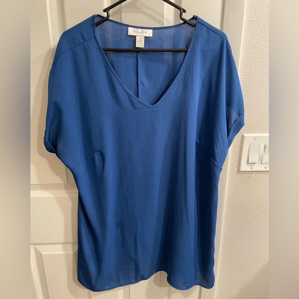 Motherhood Maternity Blouse 1X Blue